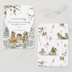 Woodland Winter Forest   Baby Shower Diaper Raffle Enclosure Card