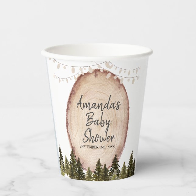 Woodland Winter Forest Baby Shower Paper Cups (Front)