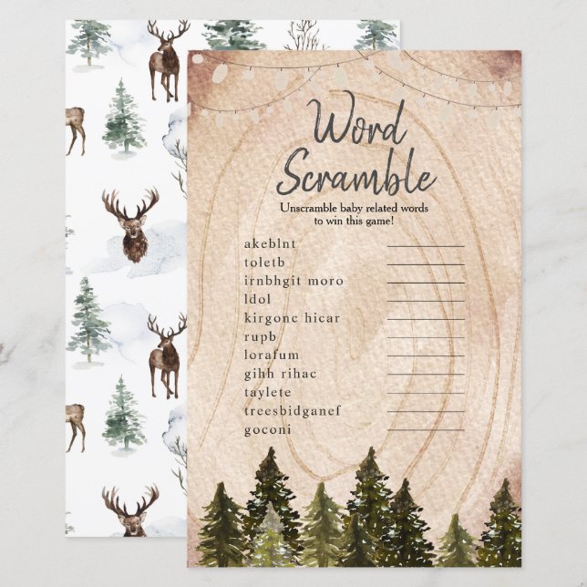 Woodland Winter Forest Word Scramble (Front/Back)