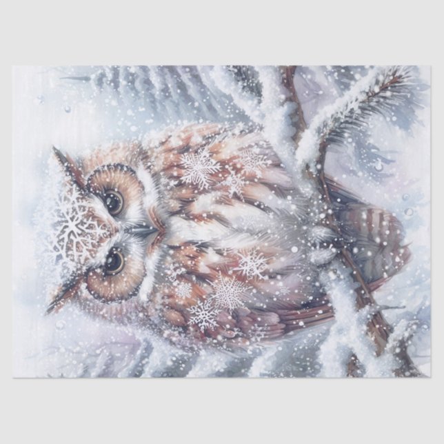 Woodland Winter Owl Tissue Paper (Front)