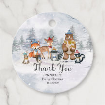 Woodland Winter Shower Forest Animals Gift tags