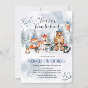 Woodland Winter Wonderland Birthday Boy Invitation