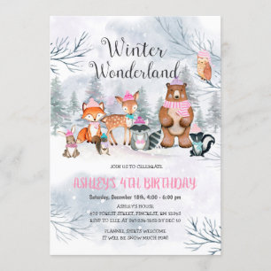 Woodland Winter Wonderland Birthday Invitation