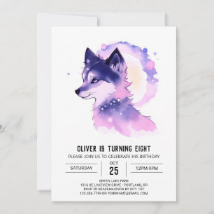 Woodland Wolf Birthday Invitation