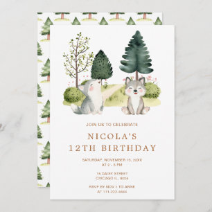 Woodland Wolf Birthday Party Invitation