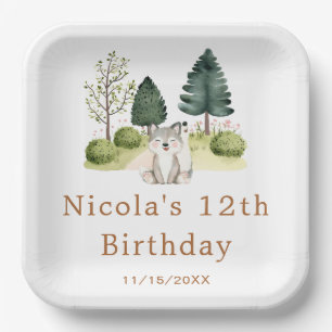 Woodland Wolf Birthday Party Paper Plate