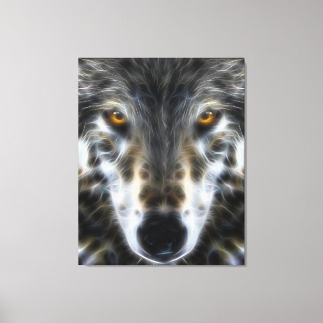 Woodland Wolf Inspirational Portrait Canvas Print (Front)