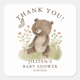 Woodland Wonder Bear Square Sticker