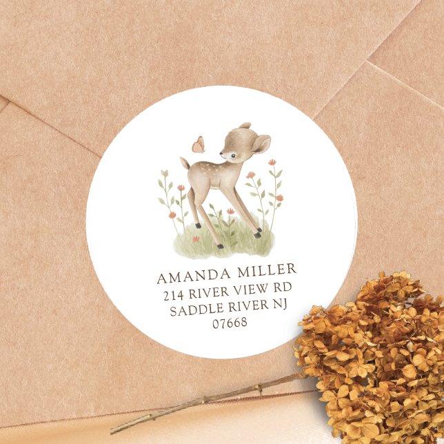 Woodland Wonder Deer Baby Shower Address Label (Creator Uploaded)