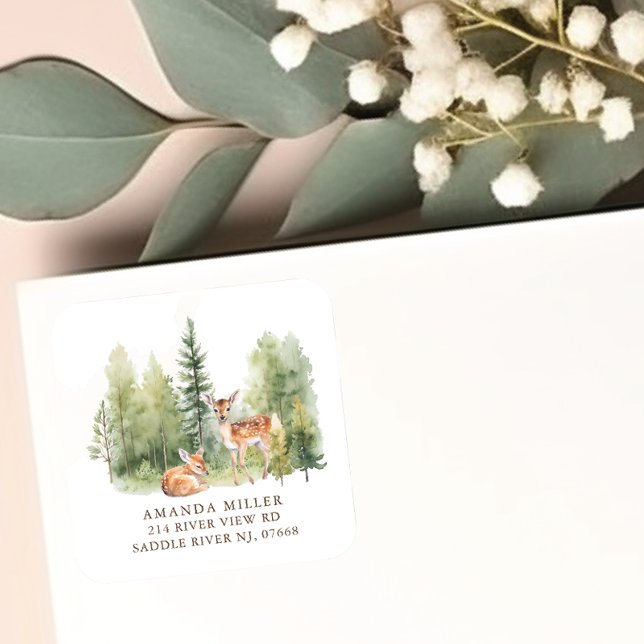 Woodland Wonder Deer Baby Shower Address Label (Creator Uploaded)