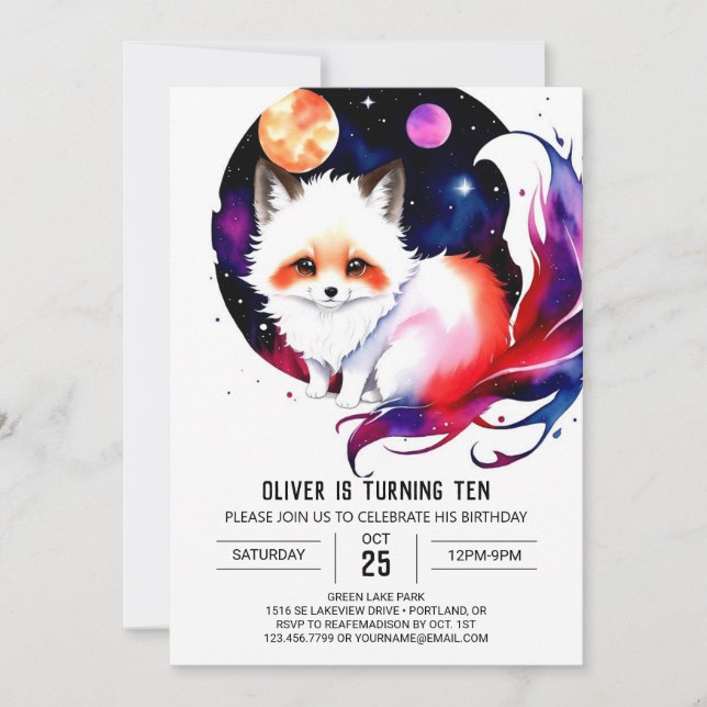 Woodland Wonderland Fox Birthday Invitation (Front)