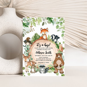 Woodland Wood Slice Baby Shower Invitation