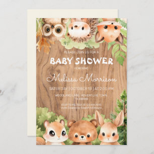 Woodland World All are invited Baby Boy Shower Invitation