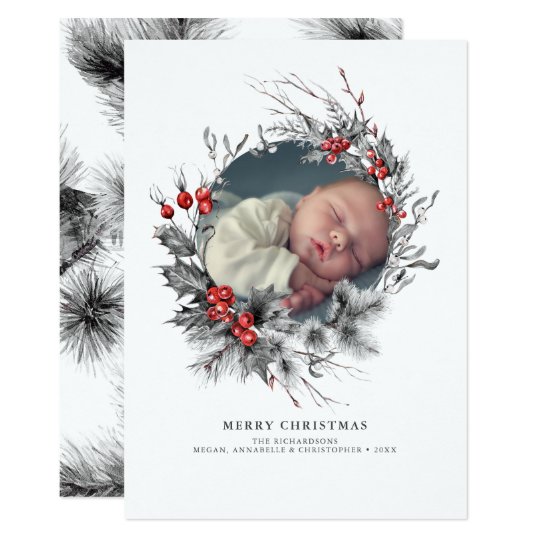 Woodland Wreath Christmas Photo Card