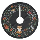 Woodland Wreath Christmas Tree Skirt Black