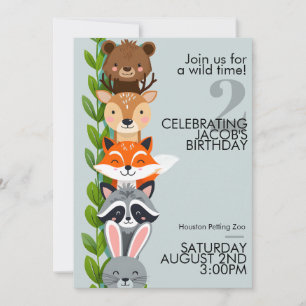 Woodland Zoo Animal Birthday Invitation