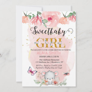 Woodlands Animal Theme Baby Mouse for baby shower Invitation