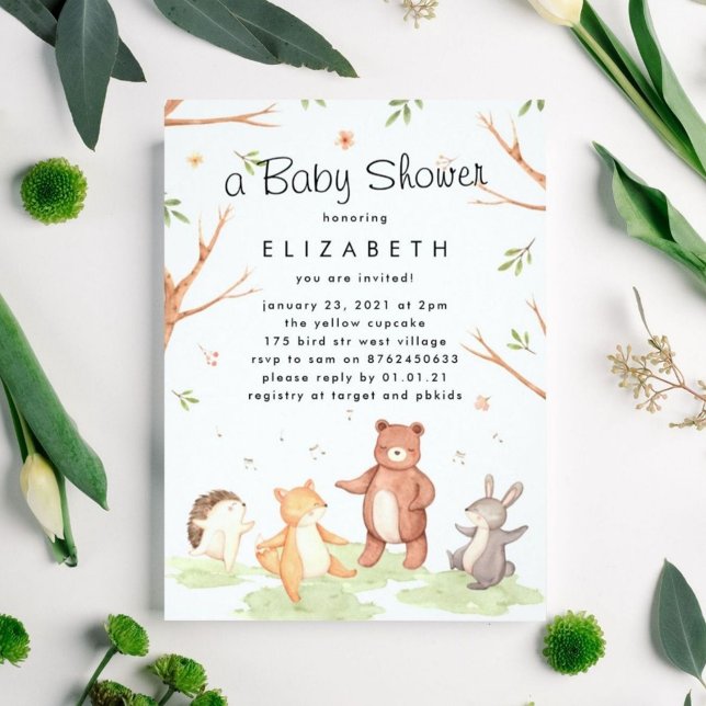 Woodlands Animals Dancing Forest Picnic Invitation (Creator Uploaded)