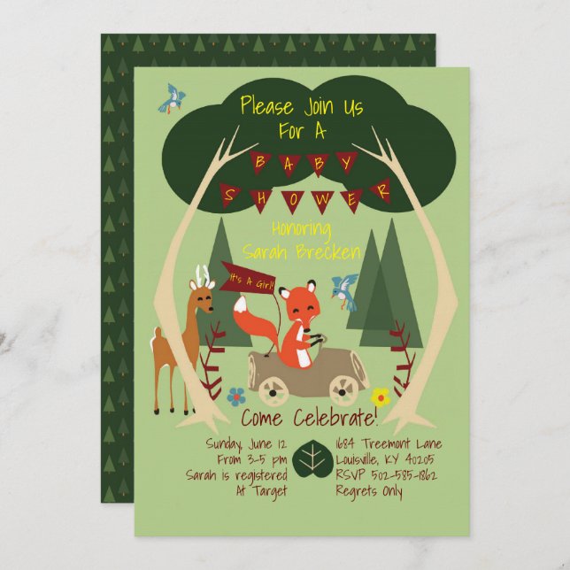 Woodlands Baby Shower Invitation (Front/Back)