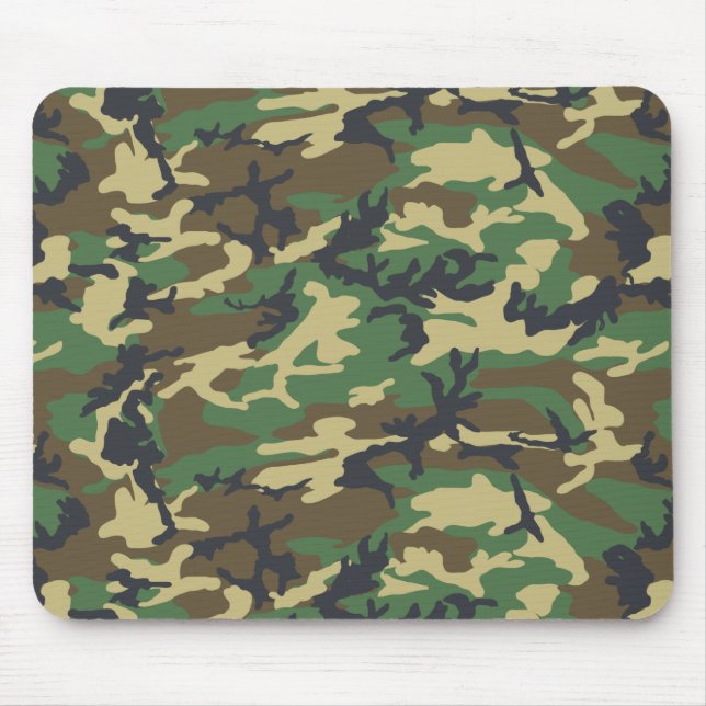 Woodlands Camouflage Outdoorsman Gift Mouse Mat (Front)