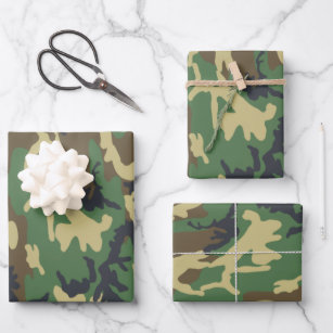 Woodlands Camouflage Outdoorsman Gift  Wrapping Paper Sheet