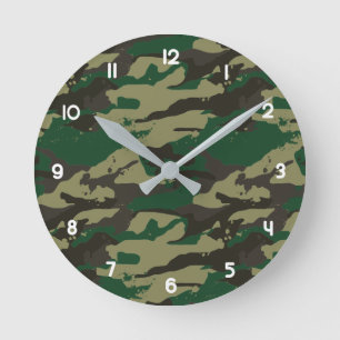 Woodlands camouflage round clock