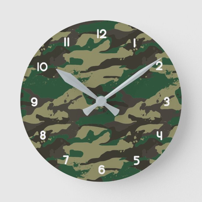 Woodlands camouflage round clock (Front)
