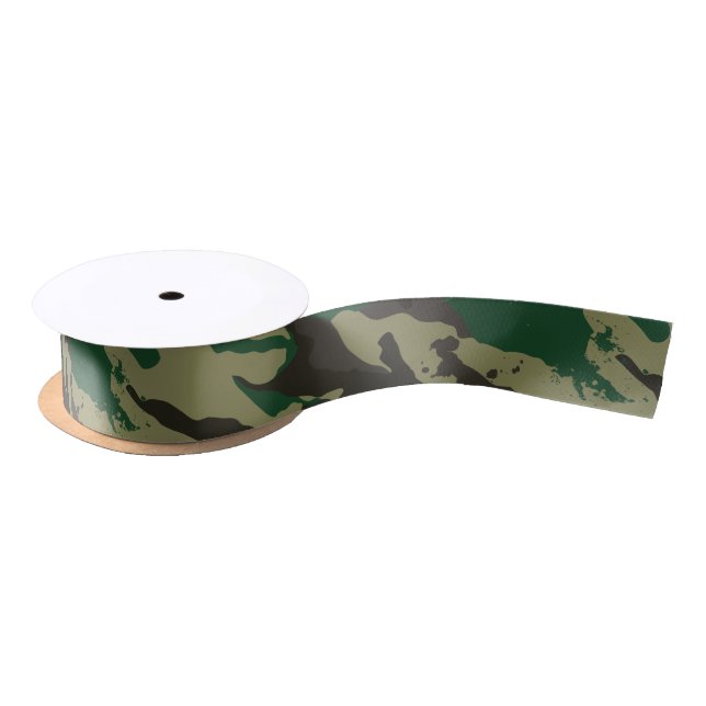 Woodlands camouflage satin ribbon (Spool)