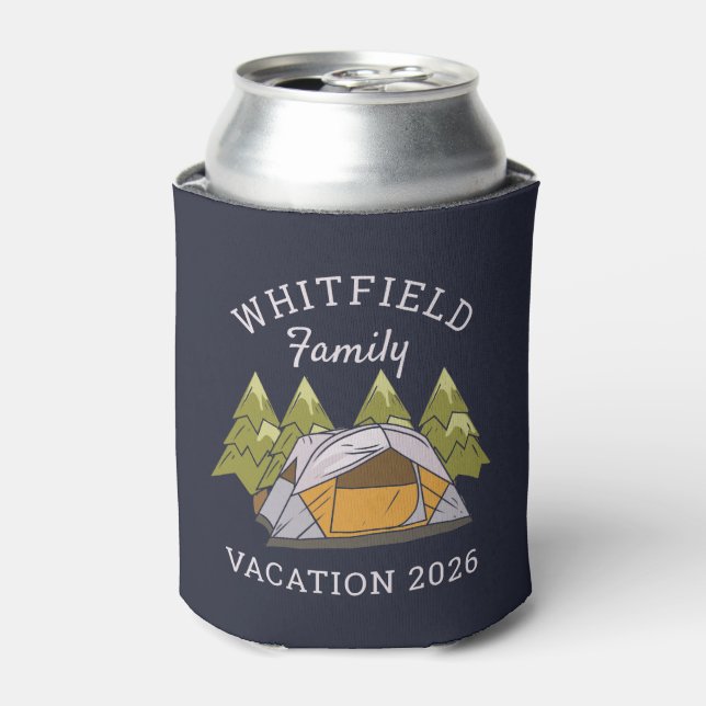 Woodlands Camping Trip Family Reunion Custom Can Cooler (Can Front)