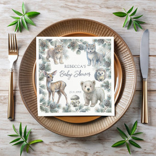 Woodlands cute baby animals baby shower customised napkin