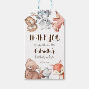 Woodlands forest animals birthday personalized gift tags