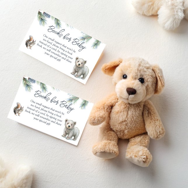 Woodlands forest cute baby animals book request enclosure card (Woodlands forest cute baby animals baby shower book request enclosure card books for baby cards)