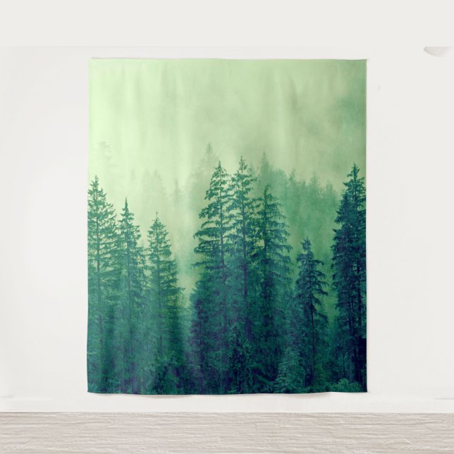 Woodlands Forest Pine Trees Mural | Wall Tapestry (Front)