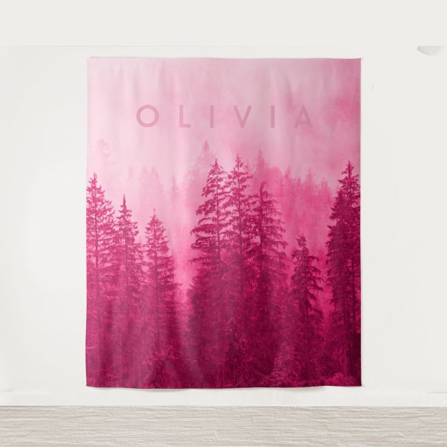 Woodlands Forest Pine Trees Mural | Wall Tapestry (Front)