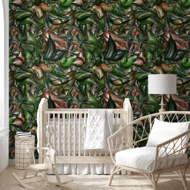 Woodlands Forrest Greenery and Floral Pattern Wallpaper (Kids)