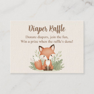 Woodlands Fox Watercolor Diaper Raffle Card