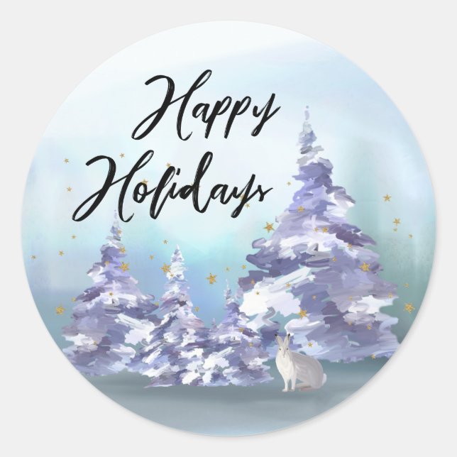 Woodlands Happy Holidays Envelope Seals (Front)