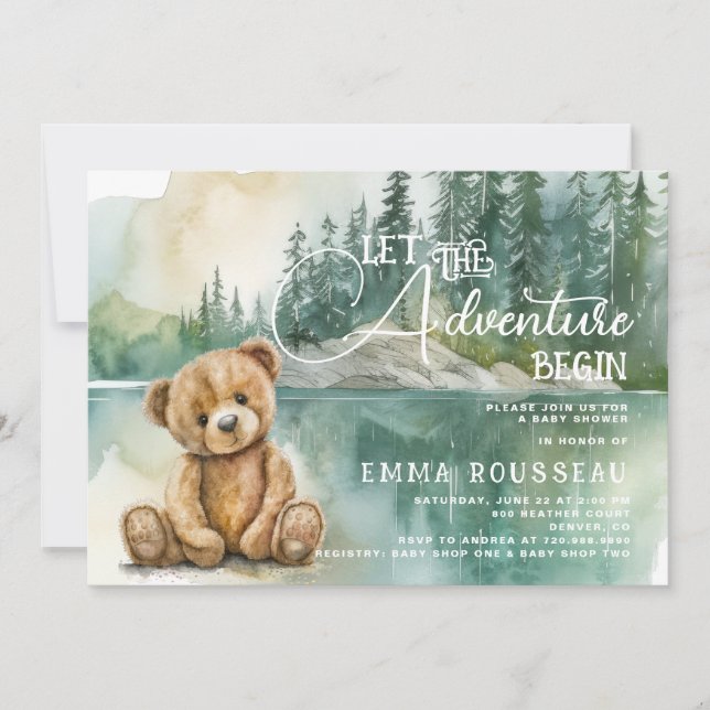 Woodlands Teddy Bear Baby Shower Invitation (Front)
