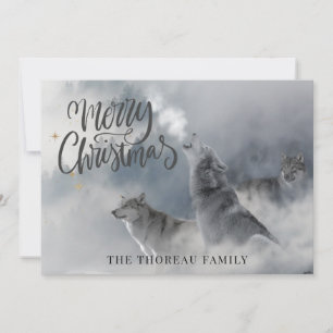 Woodlands Wolves Winter Merry Christmas  Holiday C Card