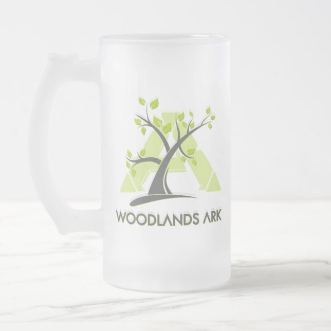 WoodlandsARK Frosted Glass Mug w/LOGO (Left)
