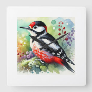 Woodpecker 130924AREF102 - Watercolor Square Wall Clock