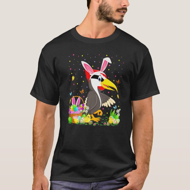 Woodpecker Bird Easter Egg Hunt Bunny Woodpecker E T-Shirt (Front)