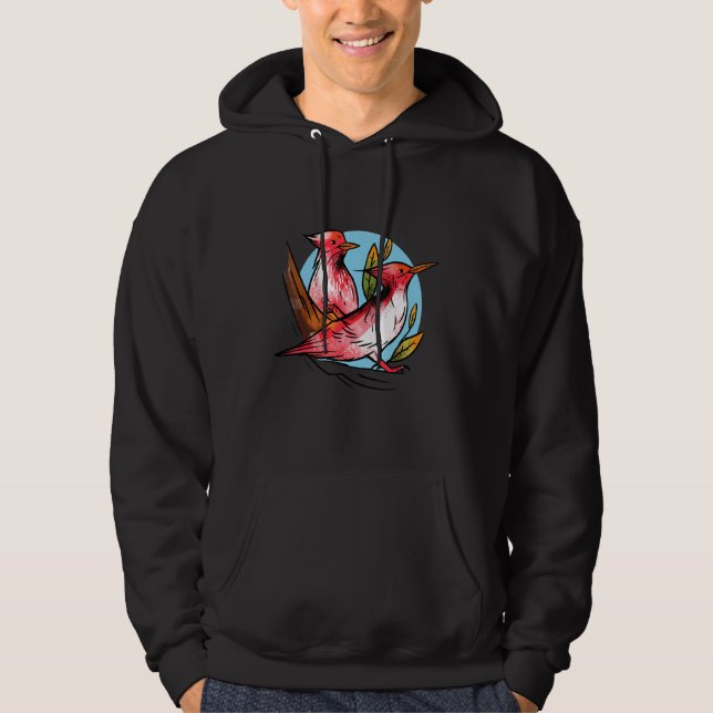 Woodpecker Bird Nature Red Pileated Woodpeckers Wo Hoodie (Front)