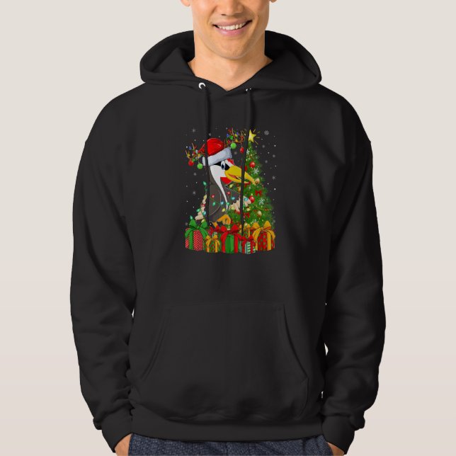 Woodpecker Bird  Xmas Holiday Woodpecker Christmas Hoodie (Front)
