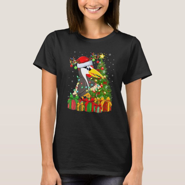 Woodpecker Bird  Xmas Holiday Woodpecker Christmas T-Shirt (Front)