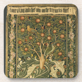Woodpecker by William Morris, Vintage Textile Art Coaster