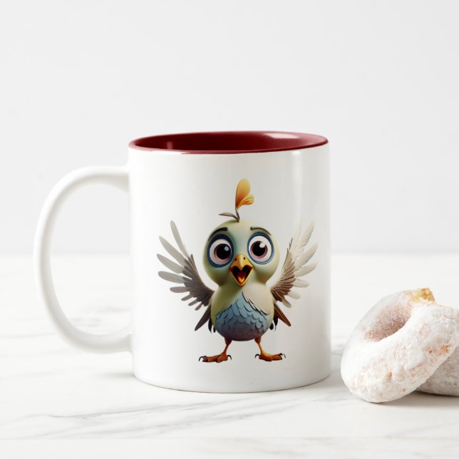 woodpecker Cute baby bird mug (With Donut)