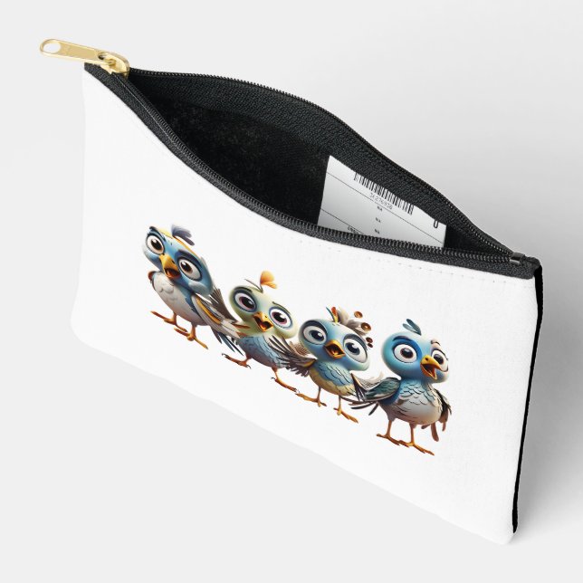 woodpecker Cute baby bird Print Cut Sew Small Acce Accessory Pouch (Open)