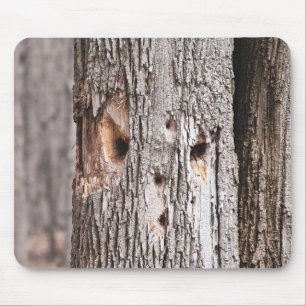 Woodpecker Hole Face Mouse Mat