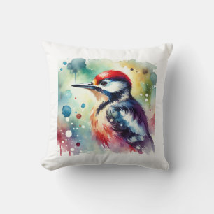 Woodpecker in Nature 170724AREF114 - Watercolor Cushion